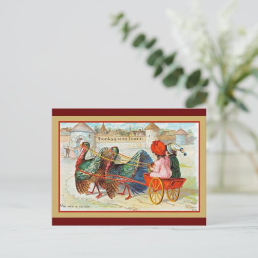 Happy Thanksgiving Vintage Illustration Postkarte (Stehend Vorderseite)