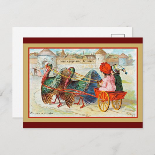 Happy Thanksgiving Vintage Illustration Postkarte (Vorne/Hinten)