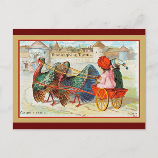 Happy Thanksgiving Vintage Illustration Postkarte (Vorderseite)
