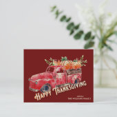 Happy Thanksgiving Vintagen Pumpkin Truck Postkarte (Stehend Vorderseite)