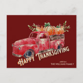 Happy Thanksgiving Vintagen Pumpkin Truck Postkarte (Vorderseite)