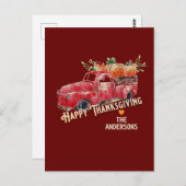 Happy Thanksgiving Vintagen Pumpkin Truck Postkarte (Vorne/Hinten)