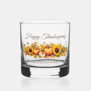 Happy Thanksgiving Vintagen Pumpkins Custom Fall Whiskyglas