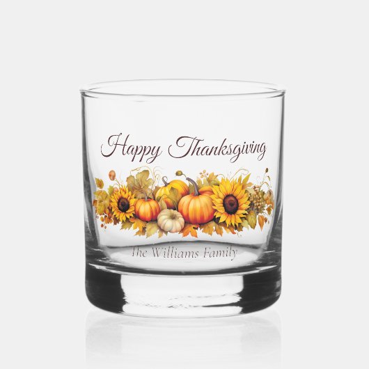 Happy Thanksgiving Vintagen Pumpkins Custom Fall Whiskyglas (Vorderseite)