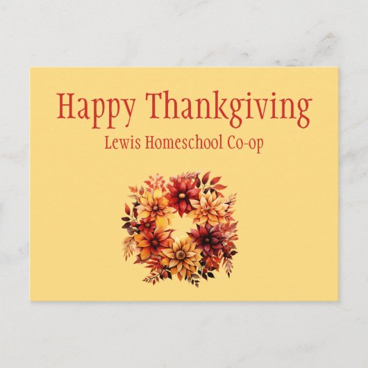 Happy Thanksgiving von Homeschool Co op Postkarte (Vorderseite)