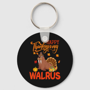 Happy Thanksgiving Walrus Kostüm Türkei Fall Leav Schlüsselanhänger