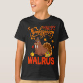 Happy Thanksgiving Walrus Kostüm Türkei Fall Leav T-Shirt (Vorderseite)