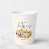 Happy Thanksgiving Watercolor Autumn Pumpkin Paper Pappbecher (Vorderseite)