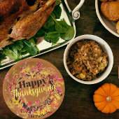 Happy Thanksgiving Watercolor Herbstlaubs Wreath Pappteller