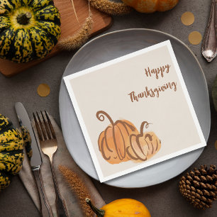 Happy Thanksgiving Watercolor Pumpkin Paper Napkin Serviette