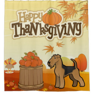 Happy Thanksgiving Welsh Terrier Duschvorhang