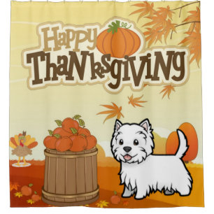 Happy Thanksgiving West Highland Terrier Duschvorhang