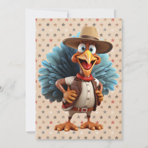 Happy Thanksgiving Western Turkey Card Feiertagskarte