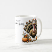 Happy Thanksgiving Whimsical Quirky Türkei Kaffeetasse (VorderseiteRechts)