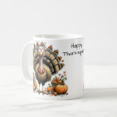 Happy Thanksgiving Whimsical Quirky Türkei Kaffeetasse (Vorderseite Links)