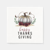 Happy Thanksgiving White Gold Pumpkin Serviette (Vorderseite)