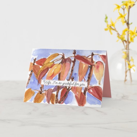 Happy Thanksgiving Wife Grateful For You Fall Tree Karte (Gelbe Blume)