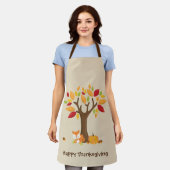 Happy Thanksgiving with Tree, Fox & Pumpkin Schürze (Getragen)