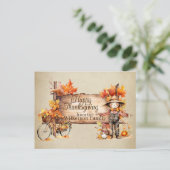 Happy Thanksgiving Wood Sign & Herbst Szene Postkarte (Stehend Vorderseite)