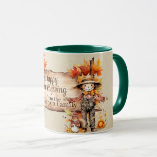 Happy Thanksgiving Wood Sign & Herbst Szene Tasse