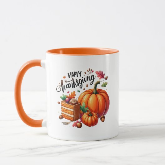 Happy Thanksgiving Wordart Pumpkin Tasse (Links)