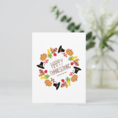 Happy Thanksgiving Wreath Feiertagspostkarte (Stehend Vorderseite)