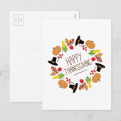 Happy Thanksgiving Wreath Feiertagspostkarte (Vorne/Hinten)