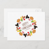 Happy Thanksgiving Wreath Feiertagspostkarte (Vorne/Hinten)