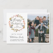 Happy Thanksgiving Wreath Foto Holiday Moving Ankündigung (Vorderseite)
