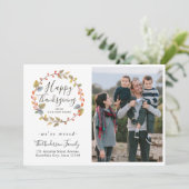 Happy Thanksgiving Wreath Foto Holiday Moving Ankündigung (Stehend Vorderseite)