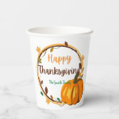 Happy Thanksgiving Wreath Paper Cup Pappbecher (Rückseite)