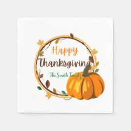 Happy Thanksgiving Wreath Paper Napkin Serviette