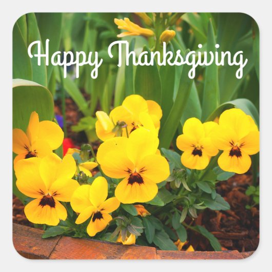 Happy Thanksgiving Yellow Pansy #1 Stickers (Vorderseite)