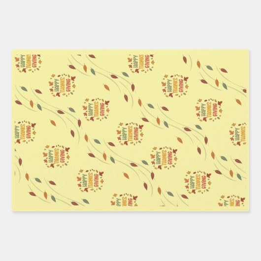 Happy Thanksgiving - Yellow Theme Geschenkpapier Set (Vorderseite)