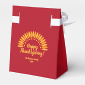 Happy Thanksgiving Yellows Red Add Name & Year Geschenkschachtel (Rückseite)