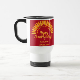 Happy Thanksgiving Yellows Red Add Name & Year Reisebecher