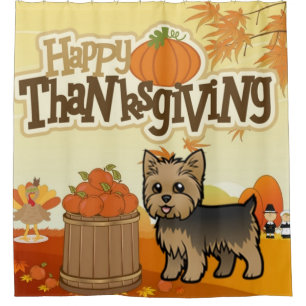Happy Thanksgiving Yorkie Duschvorhang