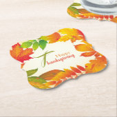 Happy Thanksgiving Zitat Orange Herbstlaub Wreath Untersetzer (angewinkelt)