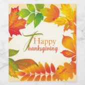 Happy Thanksgiving Zitat Orange Herbstlaub Wreath Weinetikett (Einzelnes Label)
