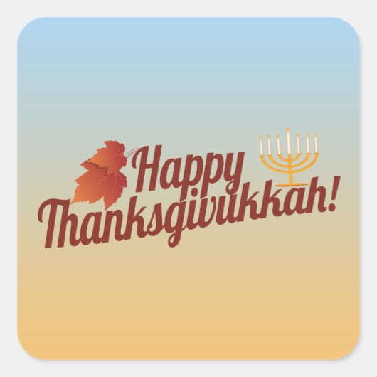 Happy Thanksgivukkah Menorah/Leaf Quadratischer Aufkleber (Vorderseite)