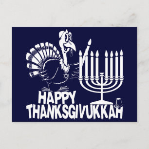 Happy Thanksgivukkah Monochrome Postkarten