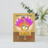 Happy Thanksgivukkah Türkei Postcard Feiertagspostkarte (Stehend Vorderseite)