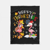 Happy Thanksmas Flamingo Couple Erntedank Chris Fleecedecke (Vorderseite)