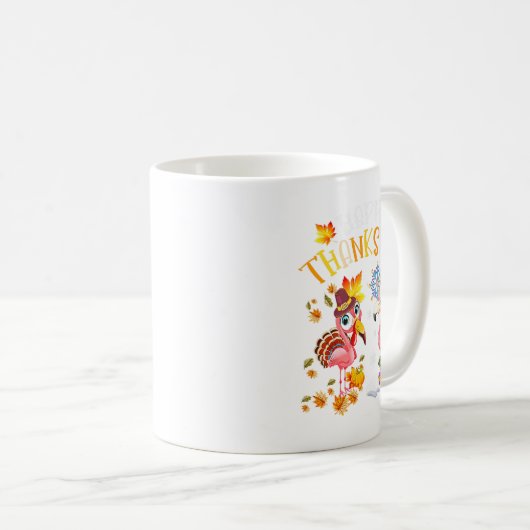 Happy Thanksmas Flamingo Couple Erntedank Chris Kaffeetasse (VorderseiteRechts)