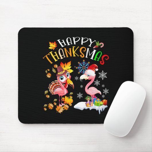 Happy Thanksmas Flamingo Couple Erntedank Chris Mousepad (Mit Mouse)