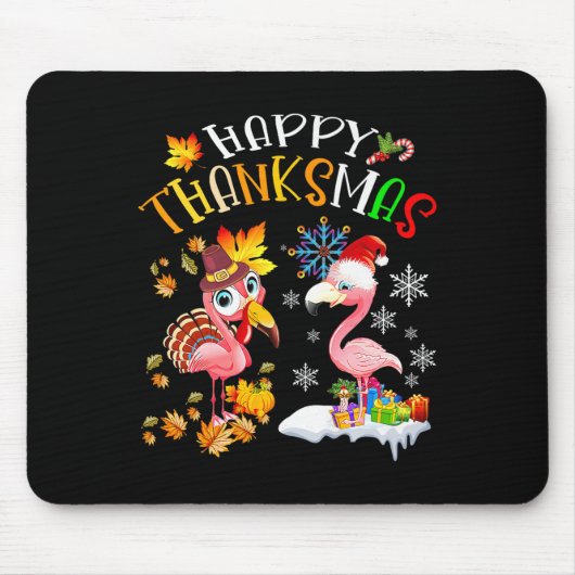 Happy Thanksmas Flamingo Couple Erntedank Chris Mousepad (Vorne)