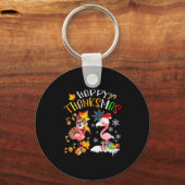 Happy Thanksmas Flamingo Couple Erntedank Chris Schlüsselanhänger (Vorderseite)