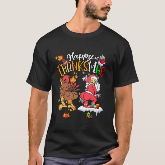 Happy Thanksmas Turkey Santa Claus Erntedank Ch T-Shirt (Vorderseite)
