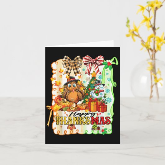 Happy Thanksmas Turkey Thanksgiving Ne Tree Christ Karte (Gelbe Blume)