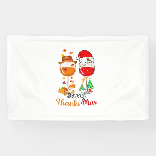 Happy Thanksmas Wine Erntedank Weihnachten Banner (Horizontal)